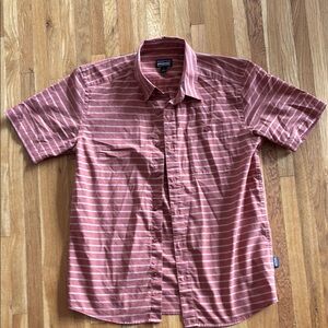 Patagonia Striped Short Sleeve Button-Up Shirt- organic cotton